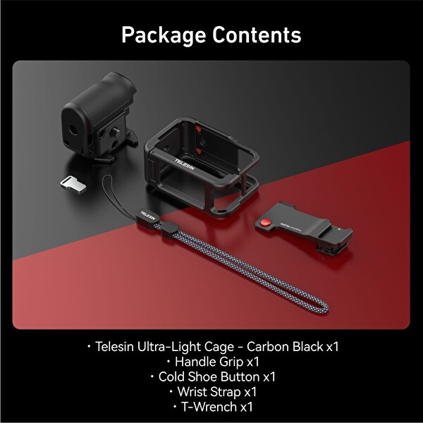 Telesin DJI Osmo Action 3-4-5 Pro Uyumlu Alüminyum Metal Streetgrip Kit