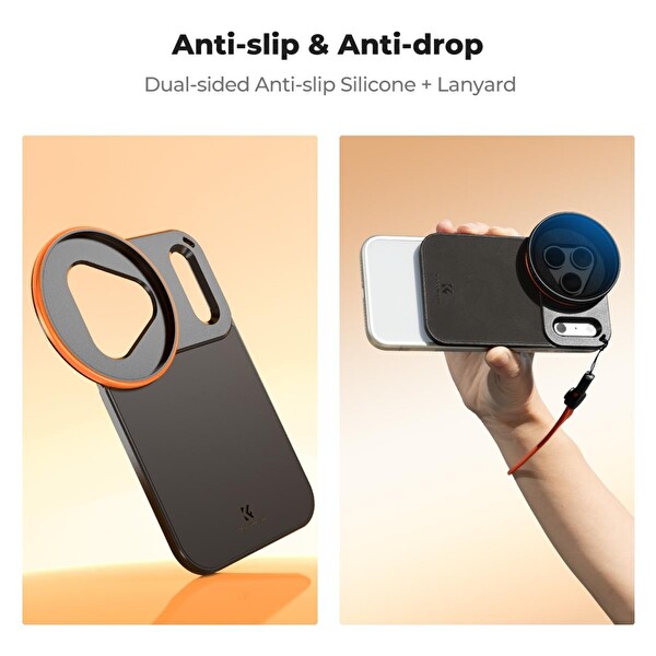 K&F Concept iPhone 17 Pro Max Uyumlu Değişken Ayarlanabilir ND2-32 Filtre - Manyetik Filtre Montaj Adaptörü