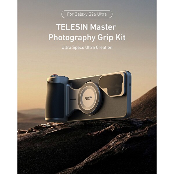 Telesin Samsung S26 Ultra için Mastergrip ND16 Filtre ve Manyetik Flaş