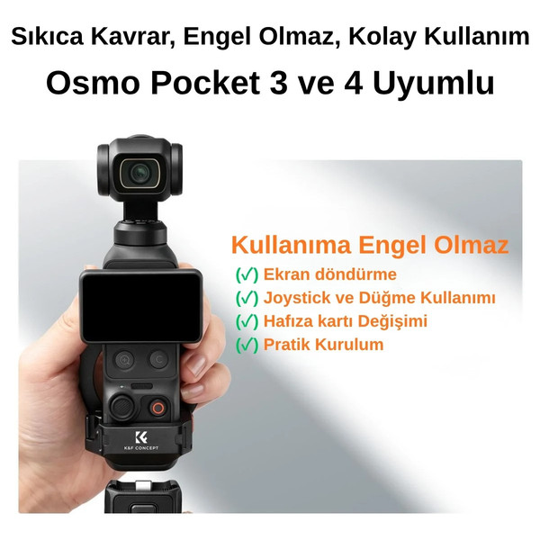 K&F Concept Osmo Pocket 4 ve 3 İçin Manyetik Magsafe Uyumlu Alüminyum Genişleme Çerçevesi