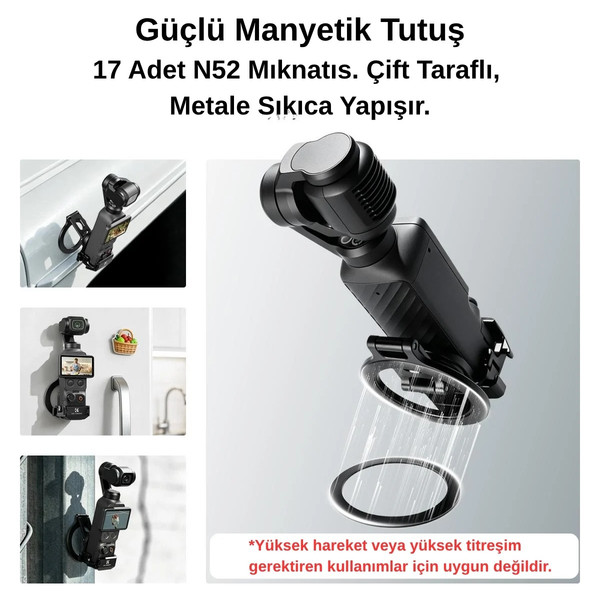 K&F Concept Osmo Pocket 4 ve 3 İçin Manyetik Magsafe Uyumlu Alüminyum Genişleme Çerçevesi