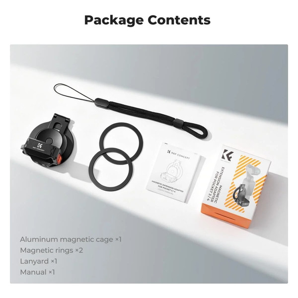 K&F Concept Osmo Pocket 4 ve 3 İçin Manyetik Magsafe Uyumlu Alüminyum Genişleme Çerçevesi