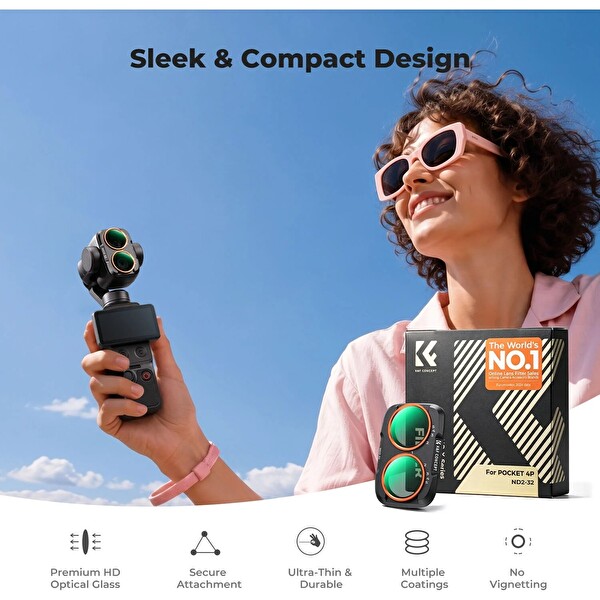 K&F Concept Osmo Pocket 4 PRO Uyumlu Değişken Ayarlanabilir 5 Stop Nd2-32 Filtre