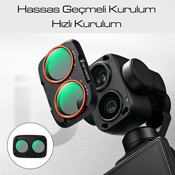 K&F Concept Osmo Pocket 4 PRO Uyumlu Değişken Ayarlanabilir 5 Stop Nd2-32 Filtre