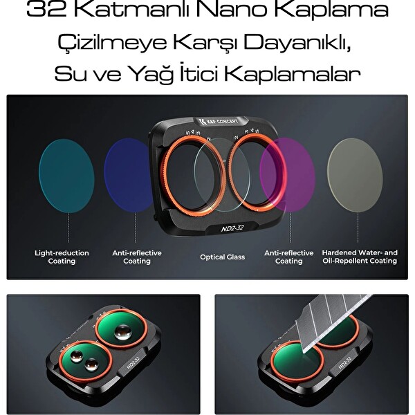 K&F Concept Osmo Pocket 4 PRO Uyumlu Değişken Ayarlanabilir 5 Stop Nd2-32 Filtre
