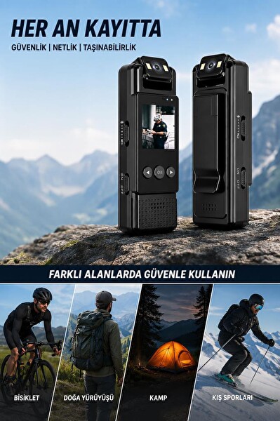 Torima CMR39 Siyah Güvenlik Kamerası Wi-Fi Mini Yaka Giyilebilir Video Kayıt Cihazı