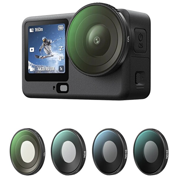 Telesin Osmo Action 6 Uyumlu Dişli Montaj Filtre Seti (CPL-ND8-ND16-ND32)