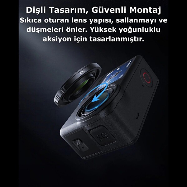 Telesin Osmo Action 6 Uyumlu Dişli Montaj Filtre Seti (CPL-ND8-ND16-ND32)