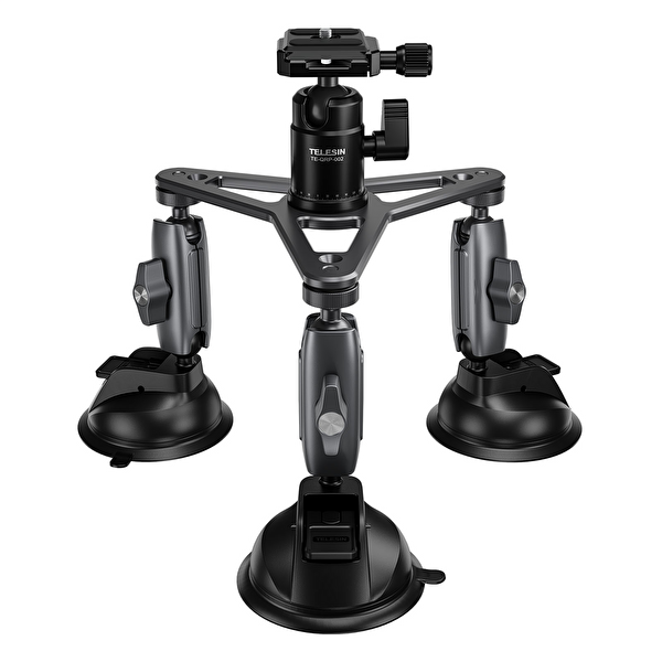 Telesin 3 Kollu Vantuzlu Kamera ve Aksiyon Kamerası Aparatı