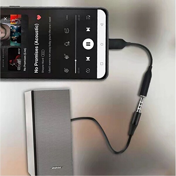 Ayex Samsung Type-C Uyumlu 3.5 MM Aux Siyah Kulaklık ve Mikrofon Adaptörü
