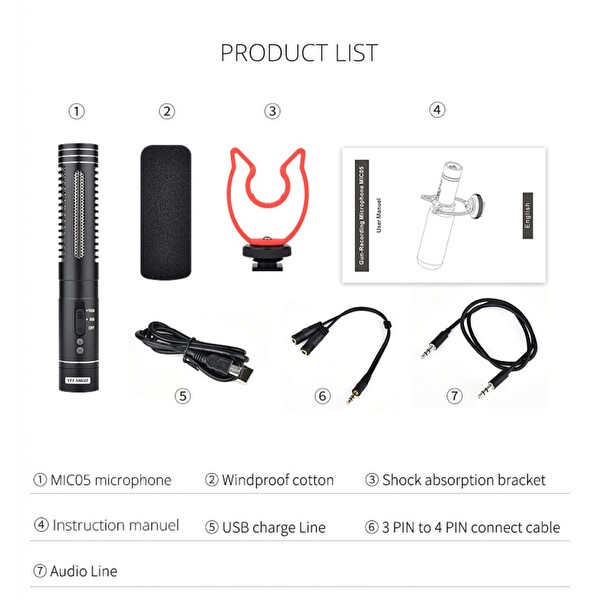Ayex MIC05 DSLR Makine Video Kamera ve Telefon Uyumlu Stereo Mikrofon