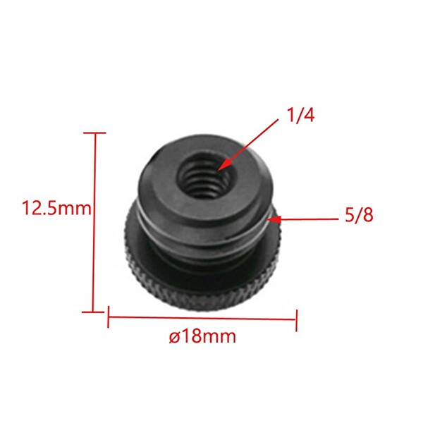 Ayex 1/4 İnç Tripod Vidasını 5/8 İnçe Dönüştürücü Siyah Vida Adaptörü