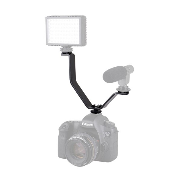 Ayex DSLR Makine Uyumlu V Bracket Üç Grişli Flaş,LED,Mikrofon Tutucu