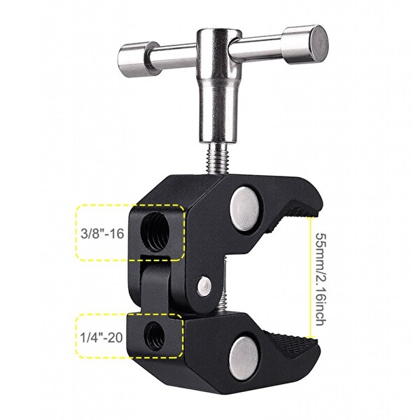 Ayex Dual Ball Heads Magic Arm + Super Crab Clamp Kelepçe