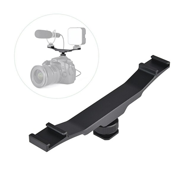 Ayex DSLR Uyumlu Flaş Bracket Iki Girişli Flaş LED Mikrofon Tutucu