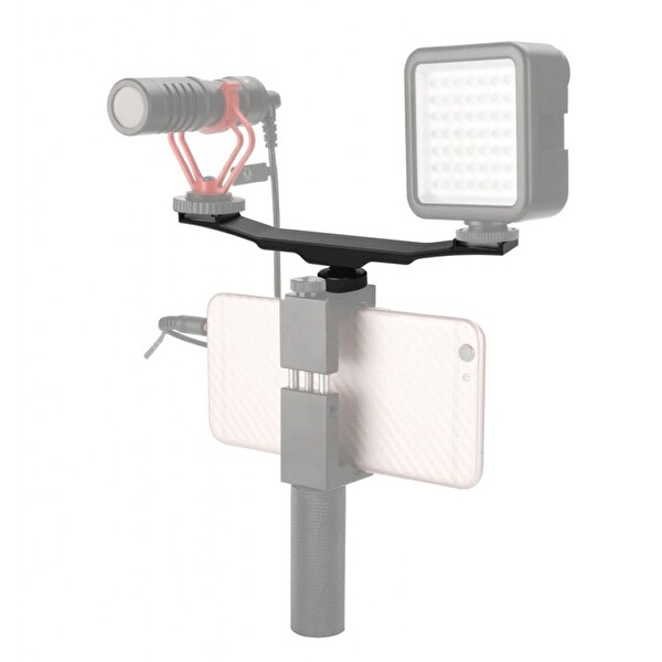 Ayex DSLR Uyumlu Flaş Bracket Iki Girişli Flaş LED Mikrofon Tutucu