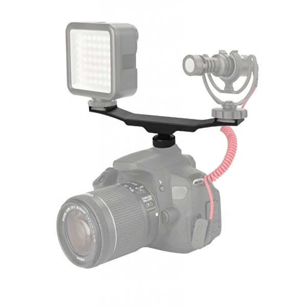 Ayex DSLR Uyumlu Flaş Bracket Iki Girişli Flaş LED Mikrofon Tutucu