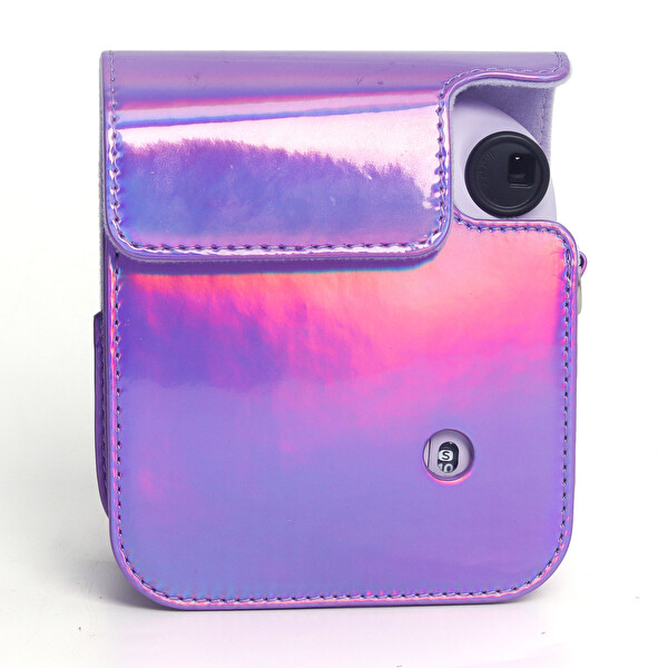 Fujifilm Instax Mini 12 Makine Uyumlu Lila Parlak Deri Kılıf