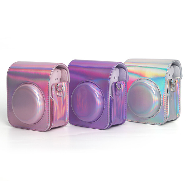 Fujifilm Instax Mini 12 Makine Uyumlu Lila Parlak Deri Kılıf