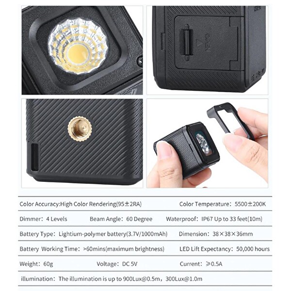 Ulanzi L1 Pro Su Geçirmez Mini LED Işık