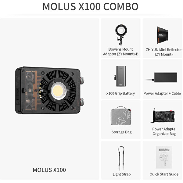 Zhiyun Molus X100 Combo 100 W Taşınabilir Işık