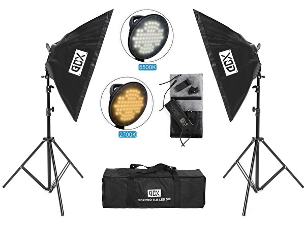 GDX Pro TLB LED 500 BiColor İkili Set - Fotoğraf & Video Çekim Işığı (Dimmerli)