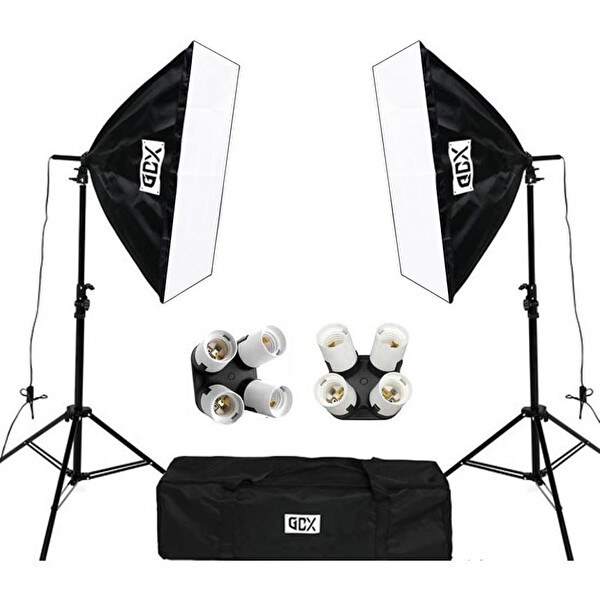 GDX TLB-4 Pro Light 50x70 CM Video ve Fotoğraf Çekim 2'li SoftBox Seti - 4 Duylu Softbox - Lambasız