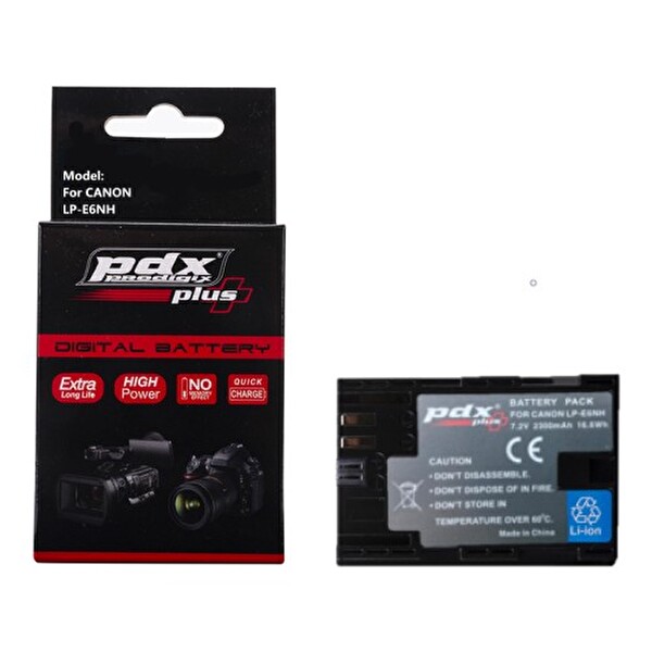PDX Canon LPE6 NH 2300 mAh 7D Mark II,7D,5DS,5DS R,5D Mark IV,III,II,60D,60DA,70D,80D,6D Uyumlu Batarya Pil