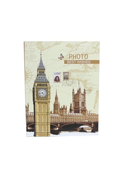 Rabsev RS4602-2 Fotoğraf Albümü 10x15 CM 200 Fotoğraf Kapasiteli Saat Kulesi Desenli Anı Albümü
