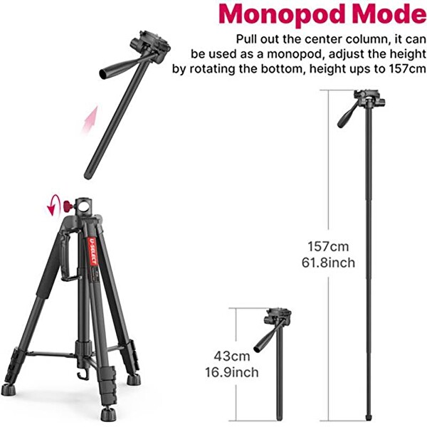 Ulanzi U-Select VT-02 Hafif Taşınabilir 360° Alüminyum Tripod Monopod
