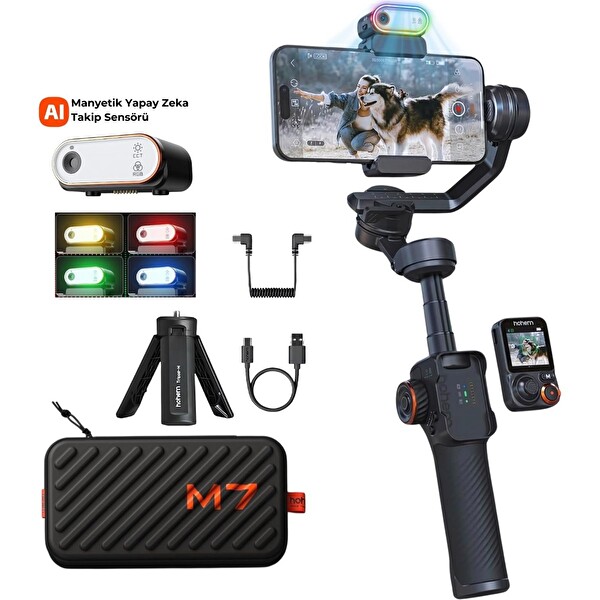 Hohem Isteady M7 Kit Yapay Zeka Takip Sensörlü 3 Eksenli Telefon Sabitleyici Gimbal