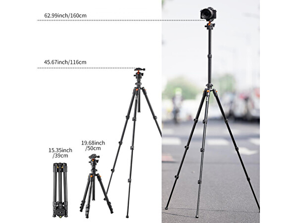 K&F Concept BI234M KF09.101 116 CM Katlanabilir Tripod
