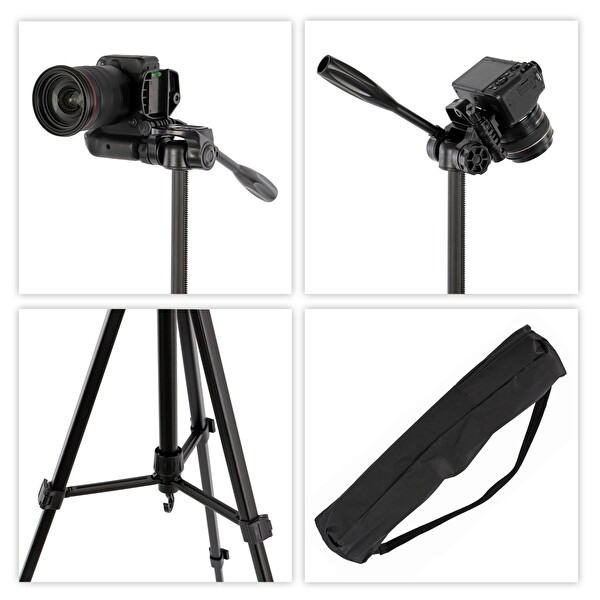 Ayex LT-445 150 CM Taşıma Çantalı 4KG Taşıma Kapasiteli Hafif Alüminyum Gövde Fotoğraf ve Video Tripodu