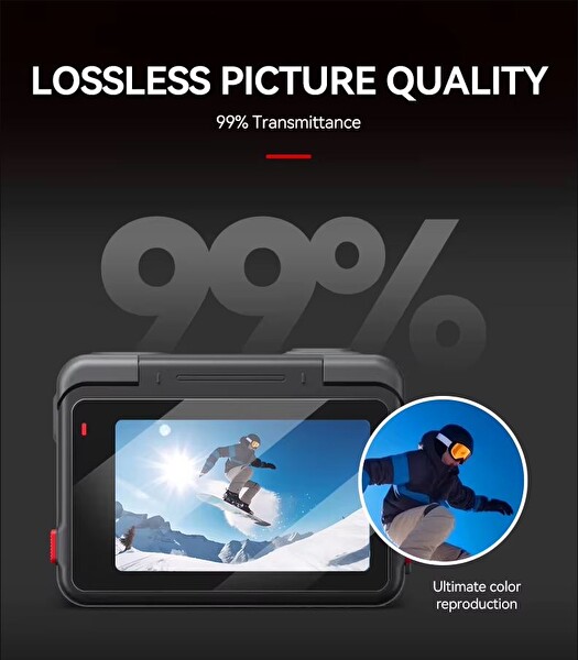 Ayex Insta360 Ace - Ace Pro Uyumlu Temperli Cam Ekran ve Lens Koruyucu Set