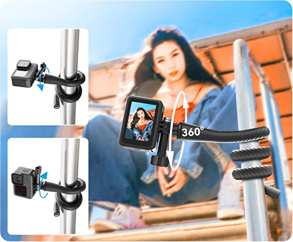 Ayex 52 CM Esnek Kamera Montaj Kolu – GoPro Insta360 DJI Uyumlu