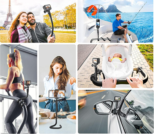 Ayex 52 CM Esnek Kamera Montaj Kolu – GoPro Insta360 DJI Uyumlu