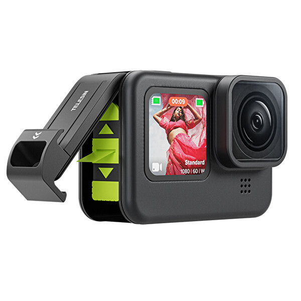 Ayex Telesin GP-CLC-G11 Şarj Portlu Su Geçirmez Batarya Kapağı - GoPro Hero 9 10 11 12 13 Uyumlu
