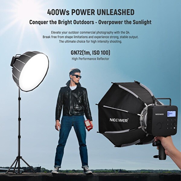 Neewer Q4 400Ws 2.4G TTL Akülü Paraflaş (Canon)