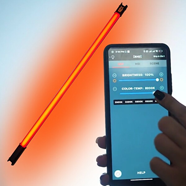 GDX TB-100 RGB 45W Youtube Canlı Yayın Arka Plan Renkli Dolgu Işığı Led Tüp Işık - 100 CM