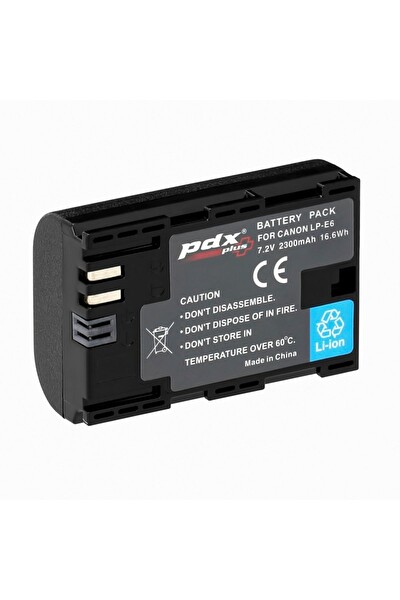 PDX Canon LPE6 2300 mAh 7D Mark II/7D/5DS/5DS R/5D MARK IV/III/II/60D/60DA/70D/80D/6D Uyumlu Batarya Pil