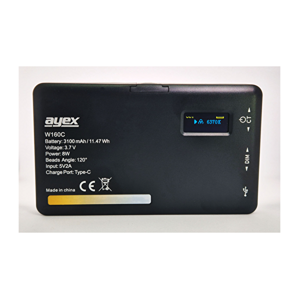 Ayex W160C Bicolor Ayarlanabilir Renk Sıcaklığı 160 LED LCD Ekran3100 mAh Dahili Batarya LED Video Işığı