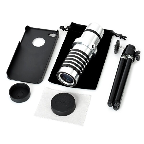 Evimdeyokyok iPhone 5 5S - iPhone 4 4S Uyumlu Alüminyum 14X Optik Zoom Yakından Görüntü Çekme Dürbün