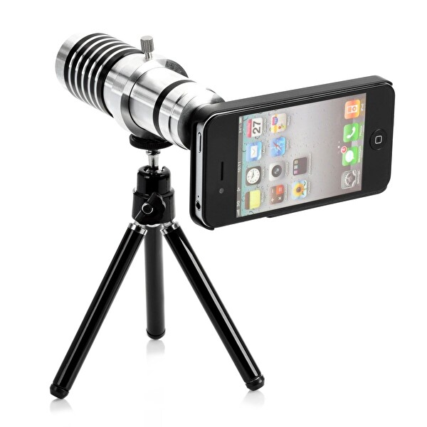 Evimdeyokyok iPhone 5 5S - iPhone 4 4S Uyumlu Alüminyum 14X Optik Zoom Yakından Görüntü Çekme Dürbün