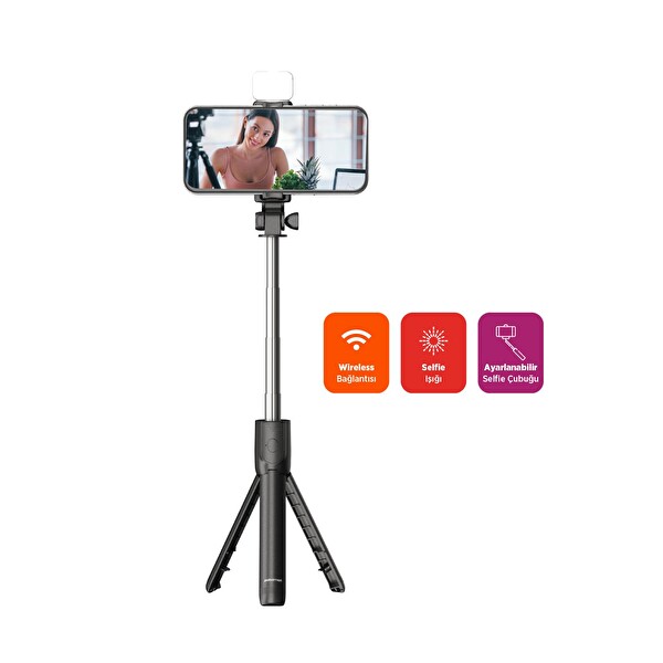 Polosmart PSM137 Işıklı Uzaktan Kumandalı Siyah Tripod