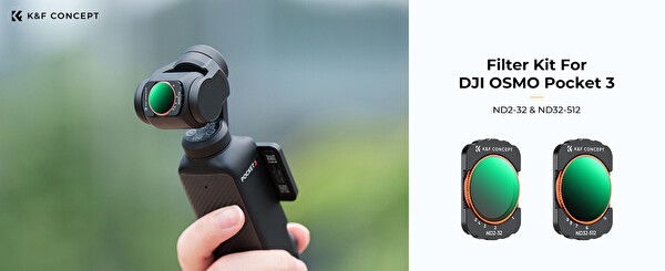 K&F Concept Magnetic Variable ND2-32 ND32-512 Filter - DJI Osmo Pocket 3 Combo Uyumlu