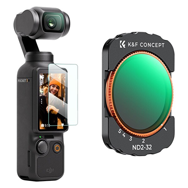 K&F Concept Magnetic Variable ND2-32 DJI Osmo Pocket 3 Combo Uyumlu Lens Filtresi