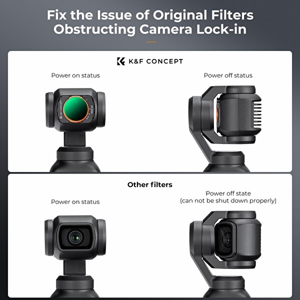 K&F Concept Magnetic Variable ND2-32 DJI Osmo Pocket 3 Combo Uyumlu Lens Filtresi