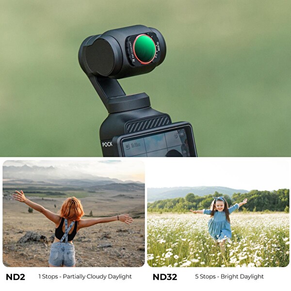 K&F Concept Magnetic Variable ND2-32 DJI Osmo Pocket 3 Combo Uyumlu Lens Filtresi