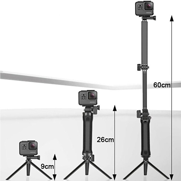 Ayex 3’ü 1 Arada Katlanabilir Selfie Stick Kamera Tutacağı Uzatılabilir Kol ve Mini Tripod