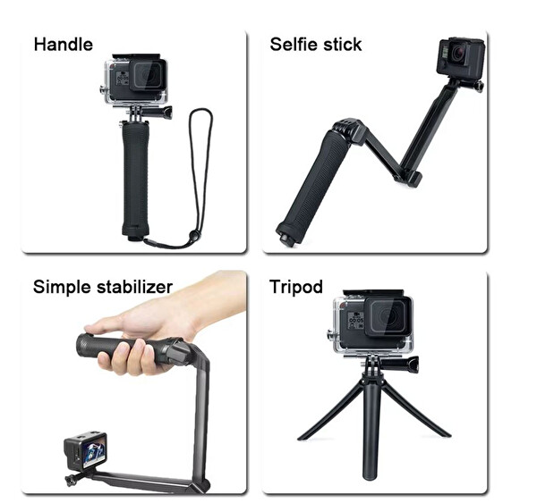 Ayex 3’ü 1 Arada Katlanabilir Selfie Stick Kamera Tutacağı Uzatılabilir Kol ve Mini Tripod
